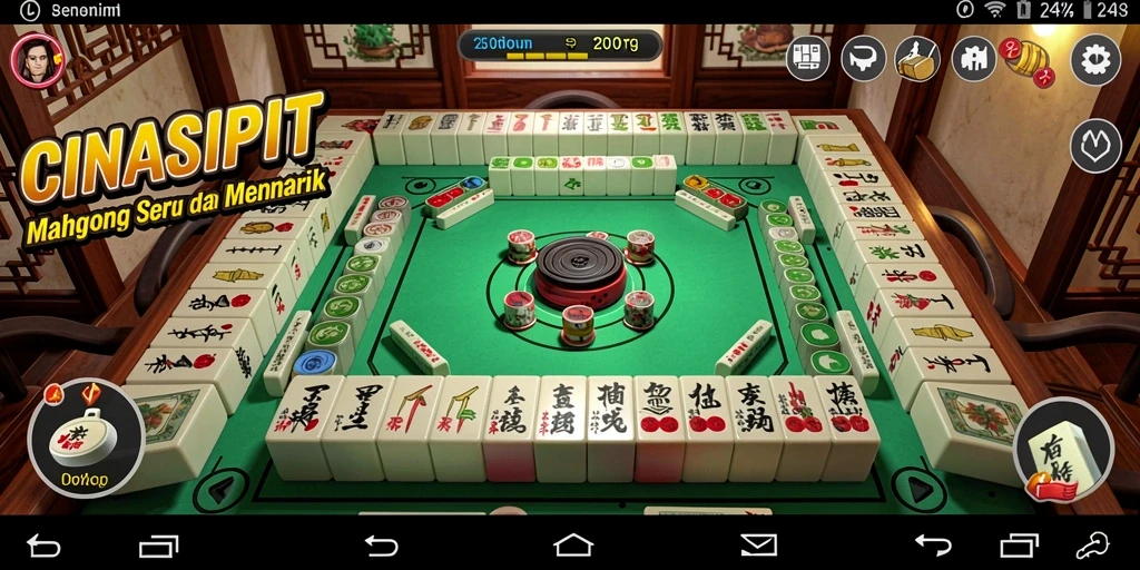 Tampilan gameplay seru CINASIPIT yang menampilkan Mahjong.