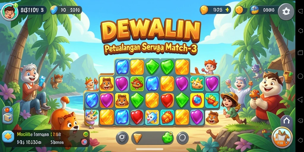 Tampilan permainan DEWALIN yang penuh warna dan seru.