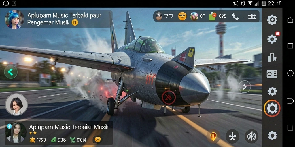 Screenshot utama F7F7 menampilkan gameplay seru dalam aplikasi musik.