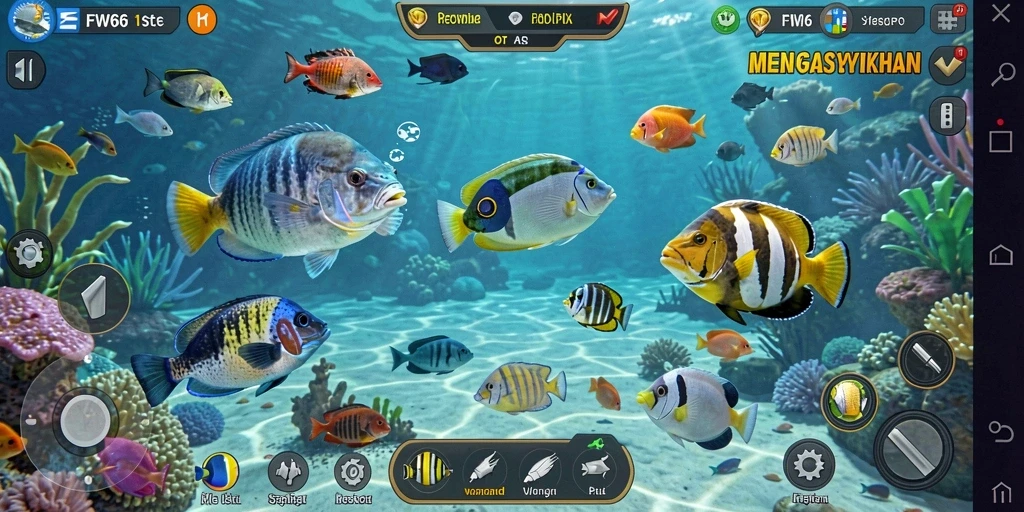 Screenshot permainan Tembak Ikan FW66 yang menampilkan aksi menembak yang seru.