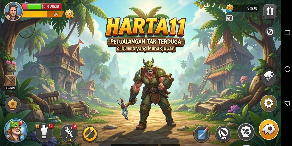 Screenshot gameplay HARTA11 menampilkan petualangan yang mendebarkan dan lingkungan yang mengagumkan.