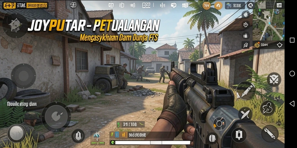 Screenshot menampilkan aksi seru dalam permainan FPS JOYPUTAR.