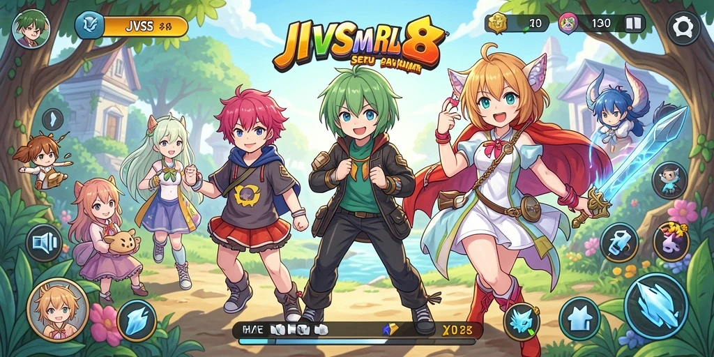 Screenshot gameplay JVS88 menampilkan aksi seru karakter anime.