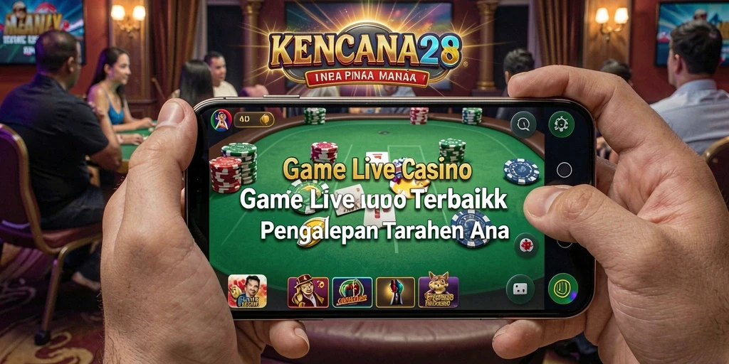 Screenshot gameplay KENCANA28 dengan dealer langsung dan pemain yang antusias.