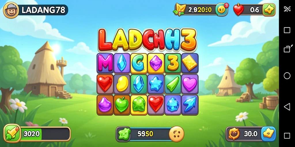 Tampilan gameplay seru dari LADANG78 dalam genre Match-3.