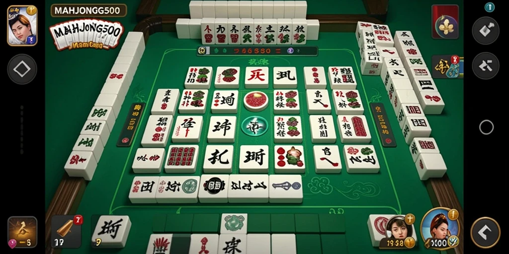 Screenshot gameplay <strong>MAHJONG500</strong> menampilkan pemain sedang bersaing dalam permainan Gaple.