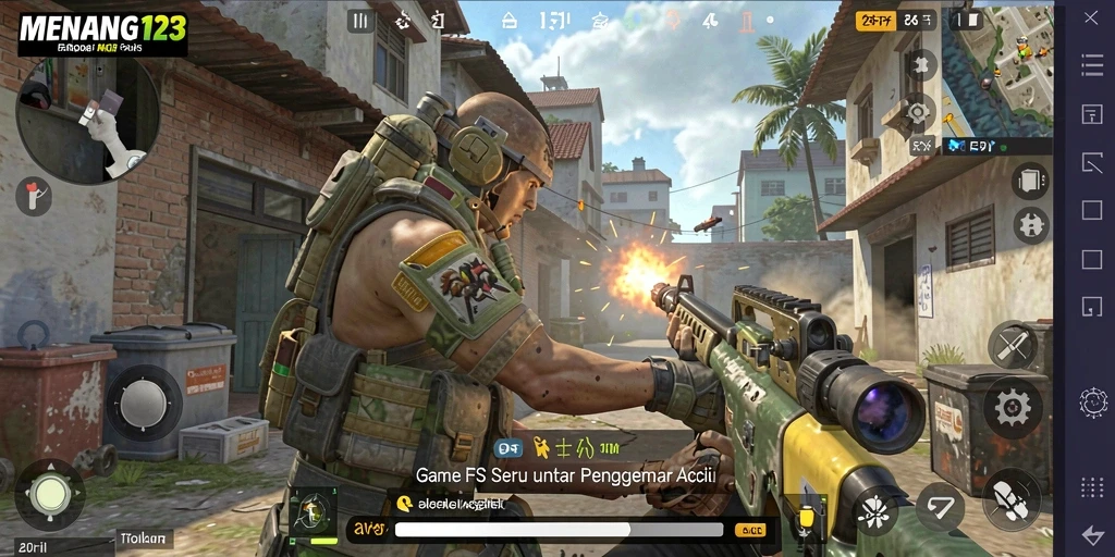 Screenshot MENANG123 menunjukkan aksi menembak seru dalam gameplay FPS.