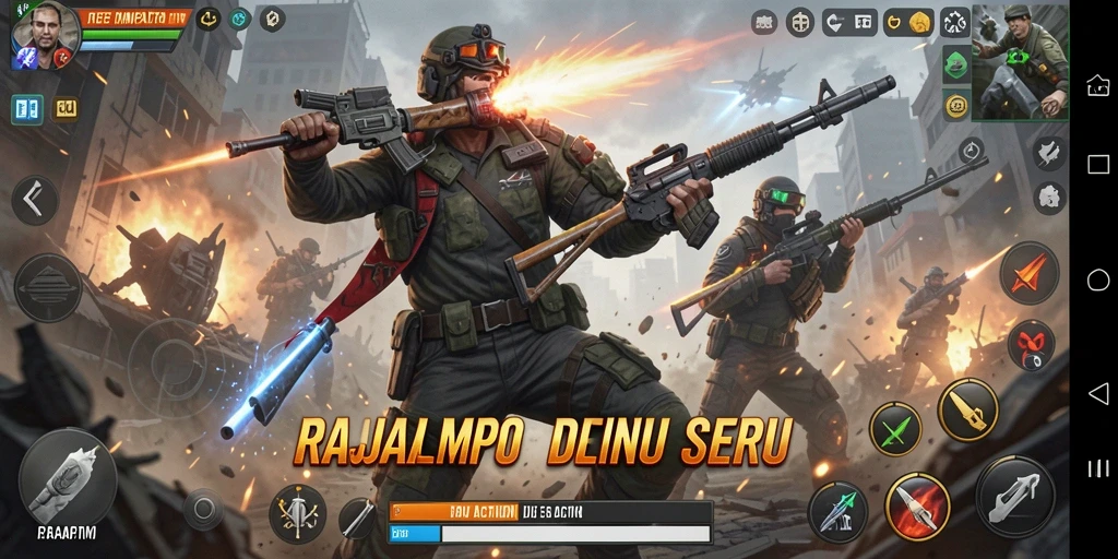 Tampilan mendebarkan dari gameplay RAJAMPO yang penuh aksi.