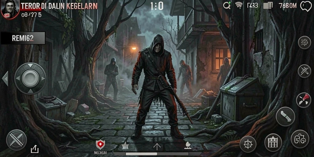Screenshot dari gameplay REMI62 yang menegangkan dan mencekam.