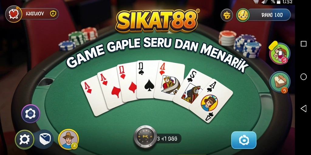Tampilan gameplay Gaple SIKAT88 yang menarik dan interaktif.