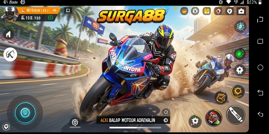 Tampilan gameplay seru di lintasan balap motor.