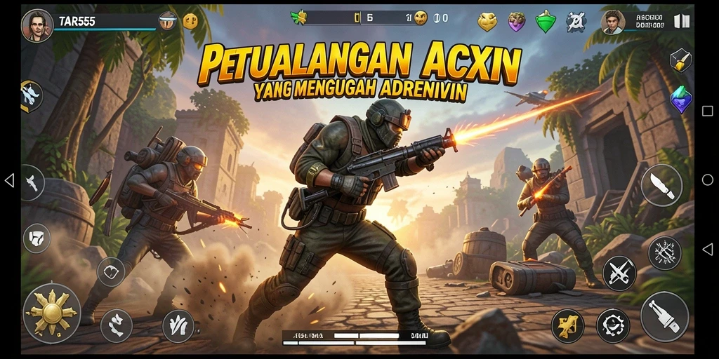 Tangkapan layar TAR555 yang menunjukkan aksi pertempuran seru.