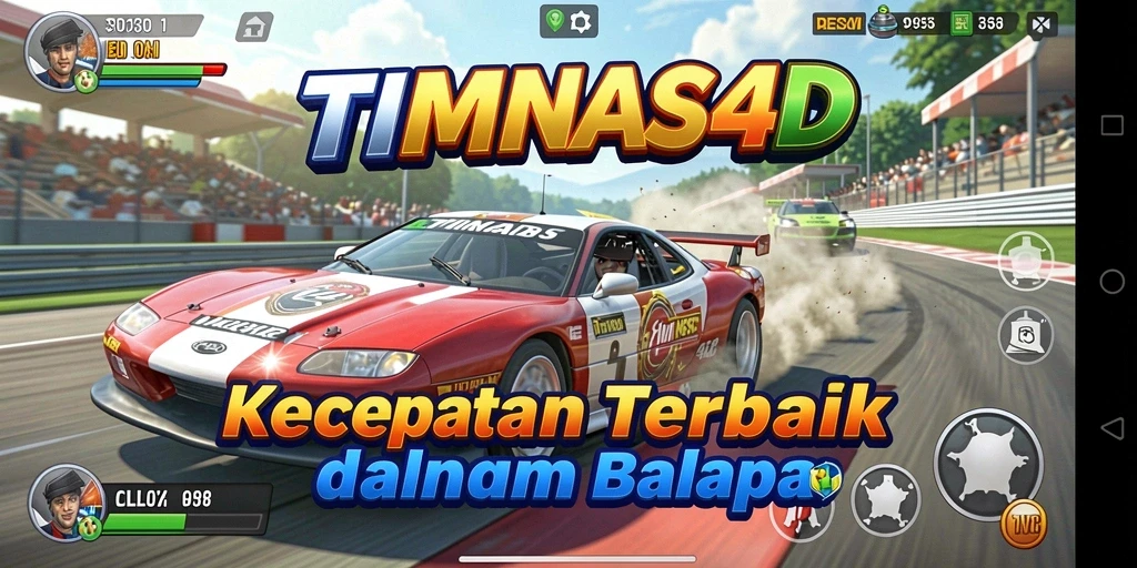 Screenshot utama TIMNAS4D menampilkan aksi balapan yang mendebarkan.